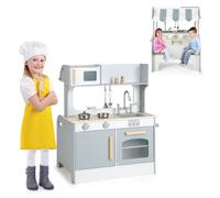 DREAMADE Cuisine Double Face pour Enfant, Jeu de Cuisine avec Four et Robinet, Crochets et Ustensiles de Cuisine, 8