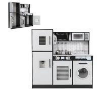 DREAMADE Cuisine Enfants, avec Lumières et Sons, Four, Evier, Distributeur d'eau, Machine à Laver, Téléphone, Ensemble de Jouets de Cuisine, pour Enfants de 3+ Ans, Blanc (Noir)