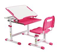 DREAMADE Ensemble Bureau et Chaise Enfant 4 Ans+ avec Hauteur Réglable Table d’Étude et Chaise Ergonomique avec Plateau Inclinable&Tiroir Coulissant,Charge 60&100KG (Rose)