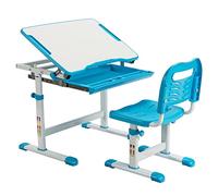 DREAMADE Ensemble Bureau et Chaise Enfant 4 Ans+ avec Hauteur Réglable Table d’Étude et Chaise Ergonomique avec Plateau Inclinable&Tiroir Coulissant,Charge 60&100KG (Bleu)
