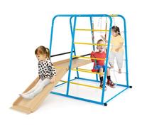 DREAMADE Ensemble d'escalade pour Enfants 3+ Ans, Aire de Jeux avec Toboggan et Balançoire Intérieur, Cordes d'escalade, Anneaux