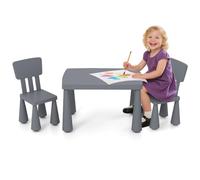 DREAMADE Ensemble Table et 2 Chaises pour Enfants, 76x54x49CM, Charge 50KG, Table d'enfant+2 Chaises Stable avec Dossier Ergonomique pour Jouer,Dessiner, Manger (Gris)