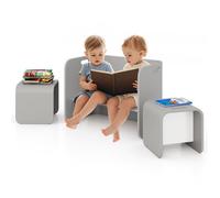 DREAMADE Ensemble Table et 2 Chaises pour Enfants en Bois Massif en Forme de U Multiples Fonctions Convient pour Chambre