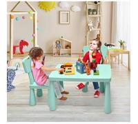 DREAMADE Ensemble Table et 2 Chaises pour Enfants, Hauteur Appropriée et Dossier Confortable, Idéal pour 1-7 Ans, Charge 50KG, Vert