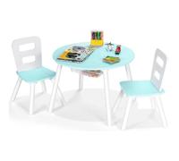 DREAMADE Ensemble Table et Chaise Enfant, Jeu de Table et 2 Chaises avec Sac de Rangement, Pieds en Bois, pour Enfant 3-7 Ans, Vert