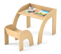 DREAMADE Ensemble Table et Chaise pour Enfant, Bureau Enfant avec Tabouret, Plateau Spacieux, Meuble d'Activité pour
