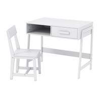 DREAMADE Ensemble Table et Chaise pour Enfants en Bois Massif, Compartiment Ouvert,Tiroir,Ensemble Bureau pour Enfants 3 ans+,