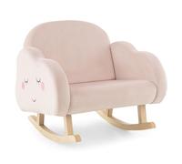DREAMADE Fauteuil à Bascule Rembourré Enfant 18Mois-5Ans,Mini Canapé à Accoudoirs en Velours avec Pieds en Bois Massif, Anti-basculement pour Chambre,Salon,Charge 50KG (Rose)