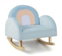 DREAMADE Fauteuil à Bascule Rembourré Enfant 3-5 Ans, Canapé d'Appoint en Velours Teddy avec Dossier Élargi, Pieds en Bois Massif, Anti-basculement, pour Salle de Jeux, Chambre, Salon (Azur)