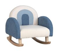 DREAMADE Fauteuil à Bascule Rembourré Enfant 3-5 Ans, Canapé d'Appoint en Velours Teddy avec Dossier Élargi, Pieds en Bois Massif, Anti-basculement, pour Salle de Jeux, Chambre, Salon (Bleu)