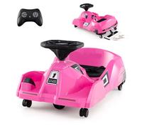 DREAMADE Go Kart Électrique 12V avec Serpillière Amovible, Télécommande, Musique et Connexion Sans Fil, pour Enfant 2 à 5 Ans, Rose