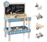 DREAMADE Jouet Bricolage Enfant, Etabli Bricolo Center en Bois, Jouet en Bois Établi du Bricoleur avec 61 Accessoires pour 3+ Ans