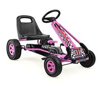 DREAMADE Kart à Pédale Enfant,Go-Kart d’Extérieur avec Charge Maximale 30KG,Siège Réglable,Frein,Embrayage,4 Roues pour 3-5 Ans Enfants,Filles,Garçons (Rose, 101 x 61 x 62 cm)