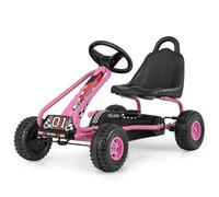 DREAMADE Kart à Pédale Enfant,Go-Kart d’Extérieur avec Charge Maximale 30KG,Siège Réglable,Frein,Embrayage,4 Roues pour 3-5 Ans Enfants,Filles,Garçons (Rose,86 x 50 x 55 cm)