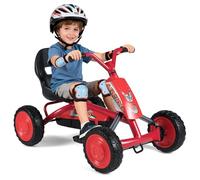 DREAMADE Kart à Pédales pour Enfants avec Siège Réglable 2 Positions, 4 Roues Résistantes à l'usure, Angle de Sécurité Limité, Karting Enfant pour Garçons et Filles de 3+ Ans, Charge 30 kg (Rouge)