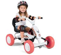 DREAMADE Kart à Pédales pour Enfants avec Siège Réglable 2 Positions, 4 Roues Résistantes à l'usure, Angle de Sécurité Limité, Karting Enfant pour Garçons et Filles de 3+ Ans, Charge 30 kg (Blanc)