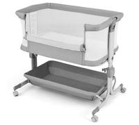 DREAMADE Lit Bébé Cododo avec Matelas,Berceau Inclinable Bébé 0-6Mois avec 6 Hauteurs&4 Roues Verrouillables&Sac de Transport,Lit d'enfant Inclinable Nourrissons (Gris Clair,87x63x85CM)