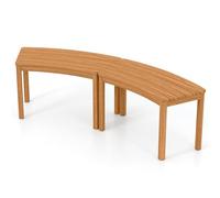 DREAMADE Lot de 2/4 Bancs Extérieurs Incurvés, Bancs de Foyer sans Dossier en Bois d’Acacia avec Assises à Lattes, pour Patio, Jardin, Terrasse, Charge 180 kg (Naturel,2)
