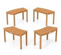 DREAMADE Lot de 2/4 Bancs Extérieurs Incurvés, Bancs de Foyer sans Dossier en Bois d’Acacia avec Assises à Lattes, pour Patio, Jardin, Terrasse, Charge 180 kg (Naturel,4)