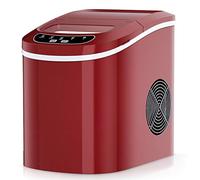 DREAMADE Machine à Glaçons avec Réservoir d'Eau 2,2L Taille de Glaçon en Option, 9 Glaçons en 6-13 Minutes, 12KG de Glace par Jour pour la famille 24,2 x 35,8 x 32,8CM (Rouge)