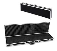 DREAMADE Mallette pour Armes en Alliage d’Aluminium, Valise à Fusil avec 4 Serrures et 2 Clés, Coffre à Pistolet avec Remplissage de l'Eponge et Poignée, Noir/Argenté (Noir)