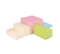 DREAMADE Module de Motricité 4PCS pour Bébé, Blocs de Construction en Mousse, Tunnel, Toboggan, Marche et Demi-Lune, Macarons