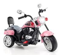 DREAMADE Moto Électrique Enfants avec 3 Roues, Phare et Klaxon, Véhicule Tricycle Rechargeable avec Batterie 6V et Musique, Charge Max. 30KG, pour Enfants de 3+ Ans (Rose-Neuf)
