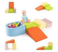 DREAMADE Parcours de motricité Bébé 5PCS avec Housse Lavable, Blocs de Construction avec Piscine à Balles, Module Motricité pour Enfant 3+ Ans (Multicolore)