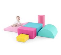 DREAMADE Parcours de Motricité, Ensemble de 6 PCS Jouets Éducatifs pour Enfant avec Différentes Formes & Couleurs, Module de Motricité pour Maison, École Maternelle (Macaron - Rose & Bleu)