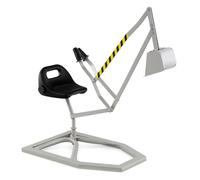 DREAMADE Pelleteuse pour Enfants, Jouet de Bac à Sable en Métal avec Siège Rotatif à 360°, Pelle Flexible, Grue Excavatrice d'Extérieur pour pour Terre, Neige, Plage (Gris,Base Carrée)