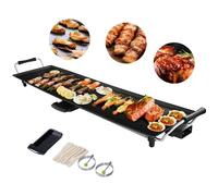 DREAMADE Plancha Electrique Antiadhésive 1800W, 23x90 CM avec 6 Spatules,Plaque Amovible et Collecteur d'Huile, Nettoyage Facile
