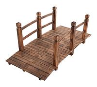 DREAMADE Pont de Jardin en Sapin Charge Maximale 150KG Tablier en Coubure avec Rampes de Deux Côtés 150 x 67 x 55CM Décoration du Jardin Pont de Bassin en Plein Air (Brun)