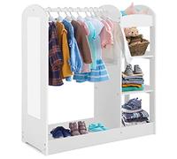 DREAMADE Portant Enfant avec Miroir et Étagère Penderie Fille 2+ Ans en Bois avec Tringle à Vêtements Garde-Robe Tout-Petits Jolie&Robuste&Stable (Blanc)