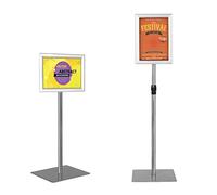 DREAMADE Porte Affiche sur Pied en Métallique A4, Panneaux d’Affichage, Présentoir sur Pied réglable, support de panneaux pour promotion/rapel d’amité/publicité/menu, Affiche remplaçable (Argent)