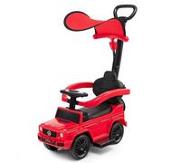 DREAMADE Porteur Bebe 12-36 Mois sous Licence Mercedes Benz, Voiture Poussée avec Poignée de Poussée, Auvent Ajustable, Repose-Pieds Extensible, Klaxon, Son de Démarrage, Rangement (Rouge)