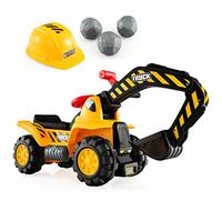 DREAMADE Porteur Enfant, 89 x 45 x 30 cm, Jouet d'Excavatrice avec Casque, Véhicule Construction avec Volant, Véhicule Jouet d’Imitation avec Espace de Rangement