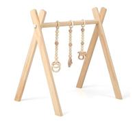 DREAMADE Portique d’Éveil avec Jeux Suspendus en Bois, Arche de Jeux Pliable avec Structure Triangulaire, Arche d'Activité pour Bébé Plus de 3 Mois (Originale du Bois)