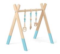 DREAMADE Portique d’Éveil avec Jeux Suspendus en Bois, Arche de Jeux Pliable avec Structure Triangulaire, Arche d'Activité pour Bébé Plus de 3 Mois (Vert+Bois)