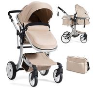 DREAMADE Poussette Pliable Portable pour Bébé avec Siège Inclinable Réversible, Réglage Flexible, Landau pour 0-3 Ans, Beige