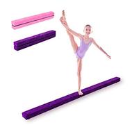 DREAMADE Poutre de Gymnastique d’Equilibre Piable avec Pieds Surélevés en Finette, EPE et Pin 210 X 10 X 6,5 CM Entraînement de Gymnastique à Domicile Idéale pour Enfants et Adultes (Violet)