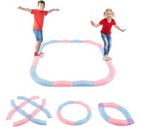 DREAMADE Poutres d'Équilibre pour Enfants, Pierres de Pas Ondulées avec Surface Texturée Antidérapante & Tapis de Fond, Planche Tactile d'Équilibre Intérieur Extérieur(Rose)