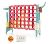DREAMADE Puissance 4 Géant pour Enfants sur Pied 84 x 33 x 74 CM avec 42 Anneaux, Levier de Réinitialisation du Jeu, Jeu de Société pour Réunions de Famille,Maternelle,Campin (Bleu&Rose)