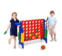 DREAMADE Puissance 4 Géant pour Enfants sur Pied 84 x 33 x 79 CM avec 42 Anneaux, Levier de Réinitialisation du Jeu, Jeu de Société pour Réunions de Famille,Maternelle,Camping (Bleu)