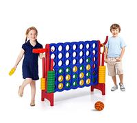 DREAMADE Puissance 4 Géant pour Enfants sur Pied 84 x 33 x 79 CM avec 42 Anneaux, Levier de Réinitialisation du Jeu, Jeu de Société pour Réunions de Famille,Maternelle,Camping (Rouge)