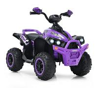 DREAMADE Quad Électrique Enfants 3-8Ans avec Vitesse Réglable,Voiture à Batterie 12V Multifonctions avec Marche Avant et Arrière,Lumières LED,Musique,Pédale,Klaxon,Charge 35KG (Violet)