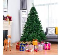 DREAMADE Sapin de Noël 180CM, avec Aiguilles en PVC, 1000 Branches, Support Métallique Robuste, pour Décoration de Noël, Vert