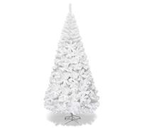 DREAMADE Sapin de Noël Artificiel 150CM/180CM/210CM/240CM, Pieds en Fer et Feuilles en PVC, 350/650/950/1138 Branches Décoration pour Maison Noël Blanc (240cm)