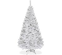 DREAMADE Sapin de Noël Artificiel 150CM/180CM/210CM/240CM, Pieds en Fer et Feuilles en PVC, 350/650/950/1138 Branches Décoration pour Maison Noël Blanc (150cm)