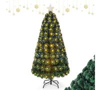 DREAMADE Sapin de Noël Artificiel 150CM,Arbre de Noël Artificiel avec 170 Lumières LED,170 Branches PVC,Décoration Pré-illuminée Noël avec 8 Modes Eclairage Blanc Chaud