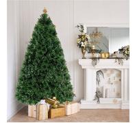 DREAMADE Sapin de Noël Artificiel 150CM, avec 170 Pointes de Branche en PVC, Fibre Optique Colorées, pour Décoration de Noël, Vert